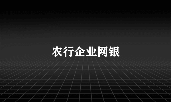 什么是农行企业网银