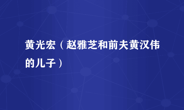 黄光宏（赵雅芝和前夫黄汉伟的儿子）