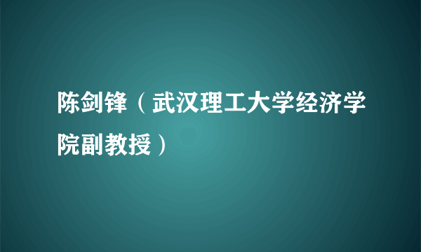 陈剑锋（武汉理工大学经济学院副教授）