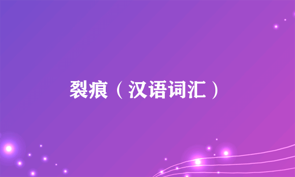 什么是裂痕（汉语词汇）