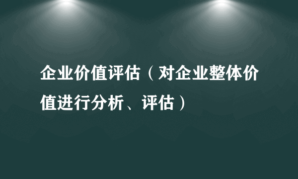 企业价值评估（对企业整体价值进行分析、评估）