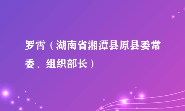 什么是罗霄（湖南省湘潭县原县委常委、组织部长）