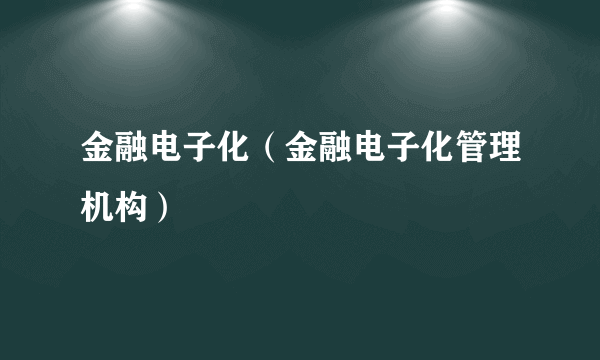 什么是金融电子化（金融电子化管理机构）