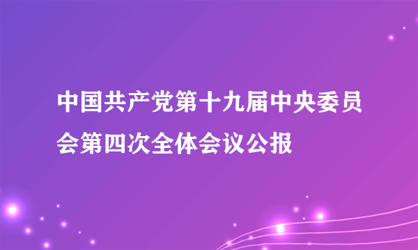 中国共产党第十九届中央委员会第四次全体会议公报