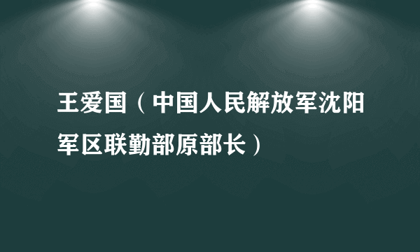 王爱国（中国人民解放军沈阳军区联勤部原部长）