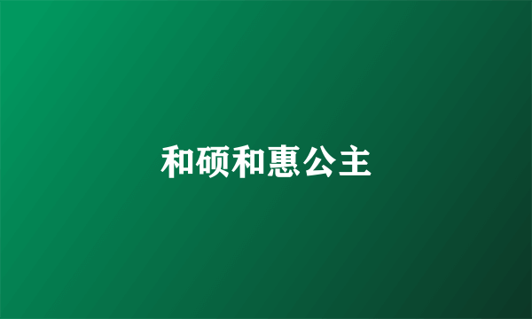 什么是和硕和惠公主