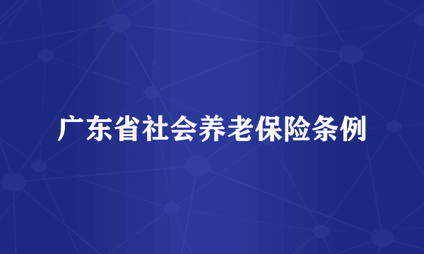 什么是广东省社会养老保险条例