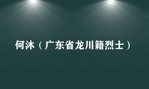 何沐（广东省龙川籍烈士）