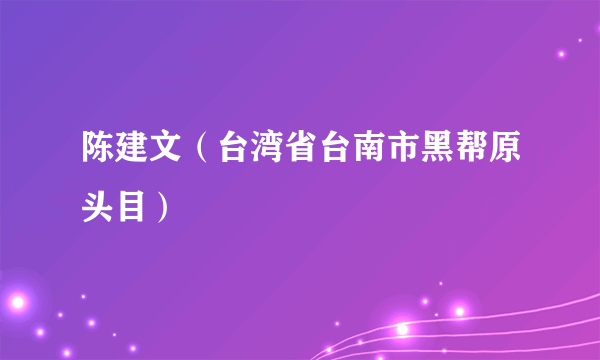 什么是陈建文（台湾省台南市黑帮原头目）