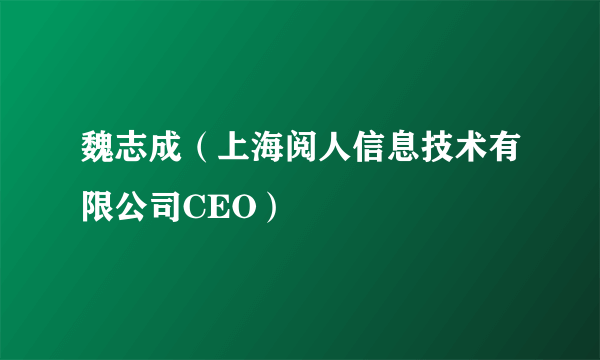 什么是魏志成（上海阅人信息技术有限公司CEO）