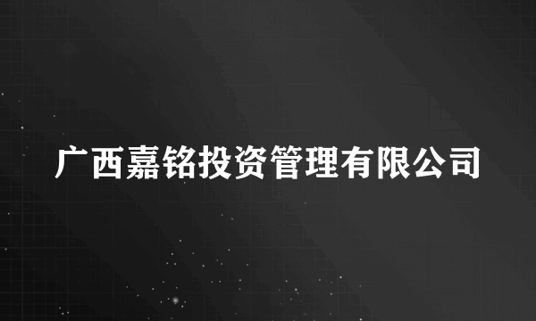 广西嘉铭投资管理有限公司