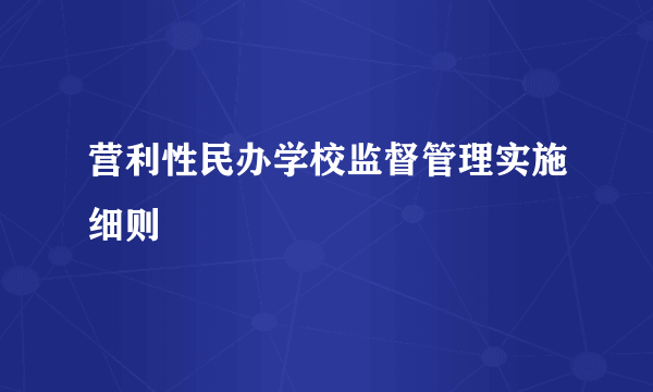 营利性民办学校监督管理实施细则