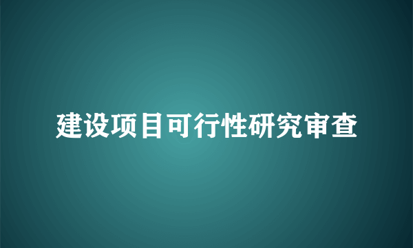 建设项目可行性研究审查