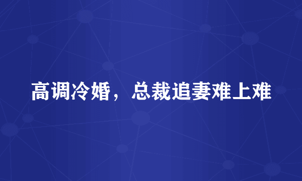 高调冷婚，总裁追妻难上难