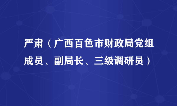 严肃（广西百色市财政局党组成员、副局长、三级调研员）