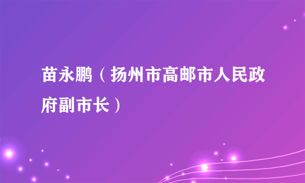 什么是苗永鹏（扬州市高邮市人民政府副市长）