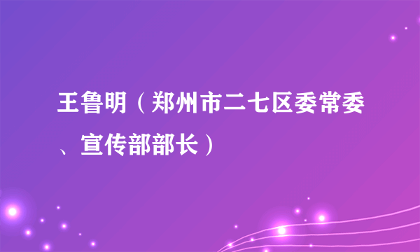 什么是王鲁明（郑州市二七区委常委、宣传部部长）