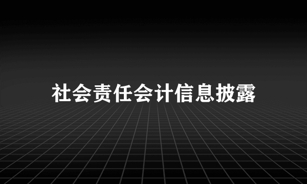 什么是社会责任会计信息披露