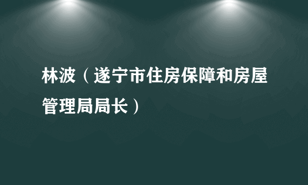 林波（遂宁市住房保障和房屋管理局局长）