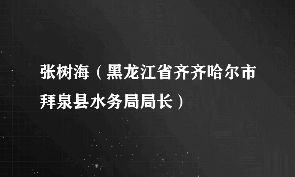 张树海（黑龙江省齐齐哈尔市拜泉县水务局局长）