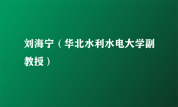 刘海宁（华北水利水电大学副教授）