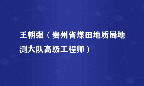 什么是王朝强（贵州省煤田地质局地测大队高级工程师）