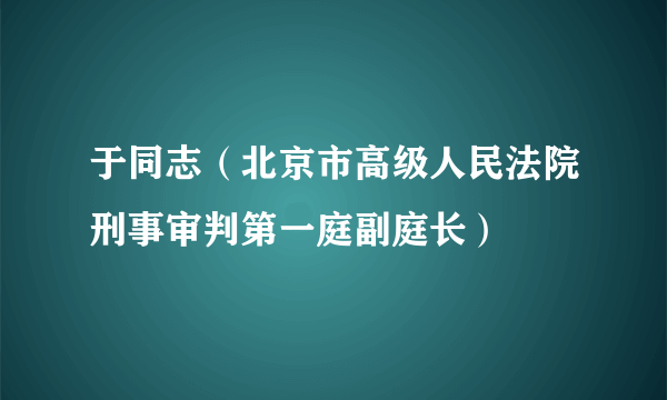 什么是于同志（北京市高级人民法院刑事审判第一庭副庭长）