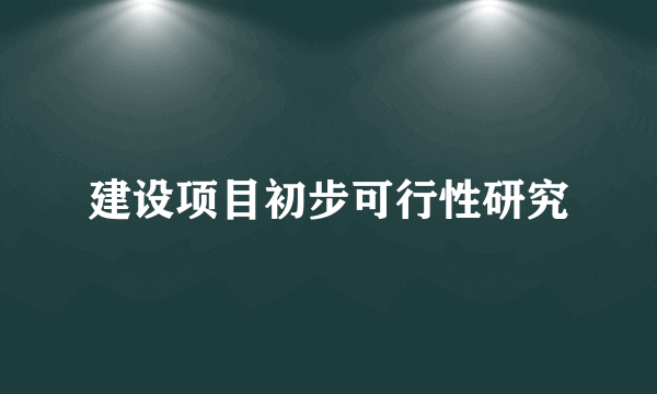 建设项目初步可行性研究