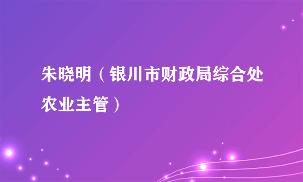 什么是朱晓明（银川市财政局综合处农业主管）