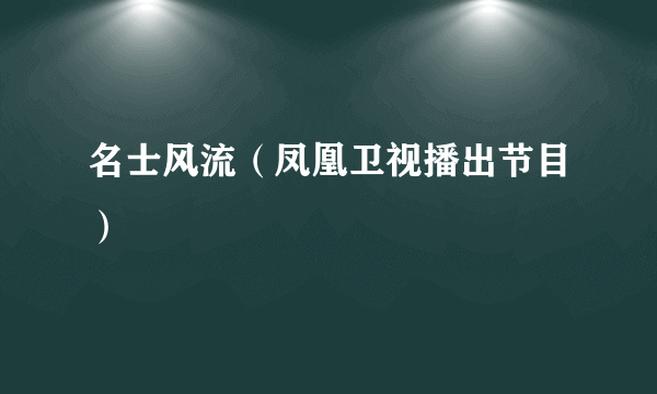 名士风流（凤凰卫视播出节目）