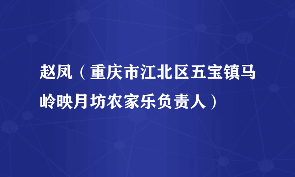 赵凤（重庆市江北区五宝镇马岭映月坊农家乐负责人）