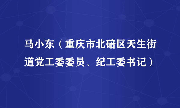 什么是马小东（重庆市北碚区天生街道党工委委员、纪工委书记）