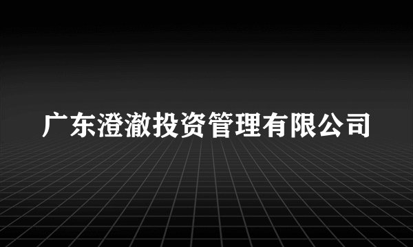 广东澄澈投资管理有限公司