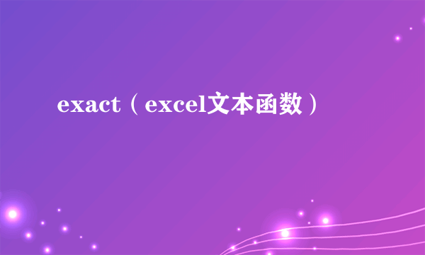 exact（excel文本函数）