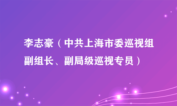 李志豪（中共上海市委巡视组副组长、副局级巡视专员）