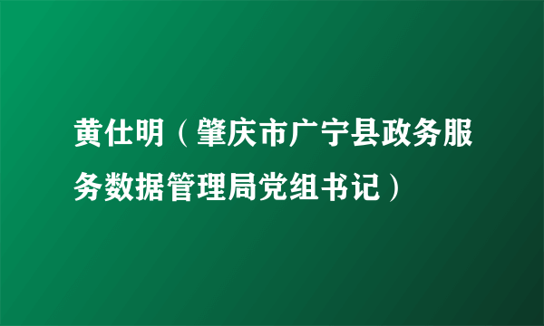 黄仕明（肇庆市广宁县政务服务数据管理局党组书记）