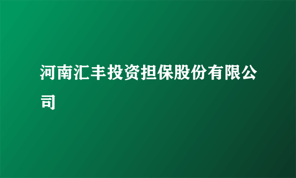 河南汇丰投资担保股份有限公司