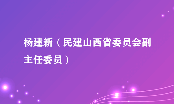 什么是杨建新（民建山西省委员会副主任委员）