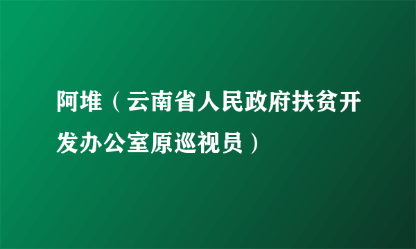 什么是阿堆（云南省人民政府扶贫开发办公室原巡视员）