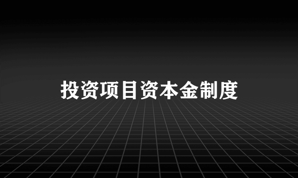 什么是投资项目资本金制度