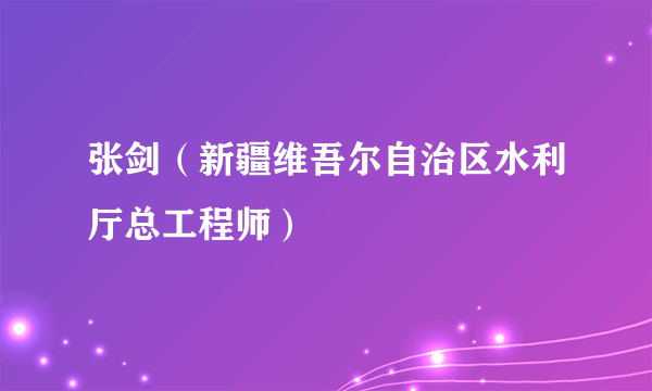 什么是张剑（新疆维吾尔自治区水利厅总工程师）