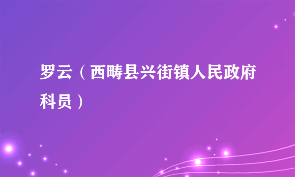 什么是罗云（西畴县兴街镇人民政府科员）