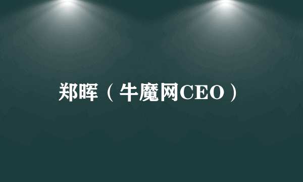 郑晖（牛魔网CEO）