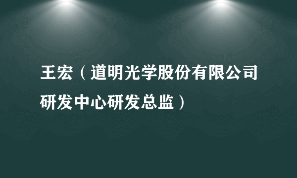 什么是王宏（道明光学股份有限公司研发中心研发总监）