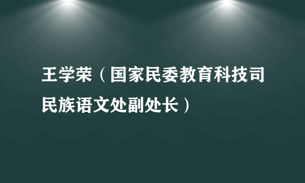 什么是王学荣（国家民委教育科技司民族语文处副处长）