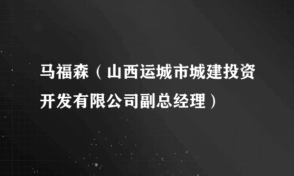 马福森（山西运城市城建投资开发有限公司副总经理）