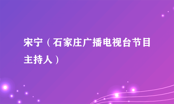 什么是宋宁（石家庄广播电视台节目主持人）