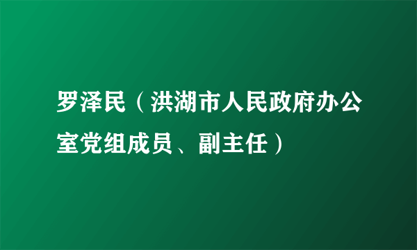 什么是罗泽民（洪湖市人民政府办公室党组成员、副主任）