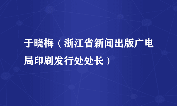 于晓梅（浙江省新闻出版广电局印刷发行处处长）