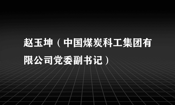 赵玉坤（中国煤炭科工集团有限公司党委副书记）